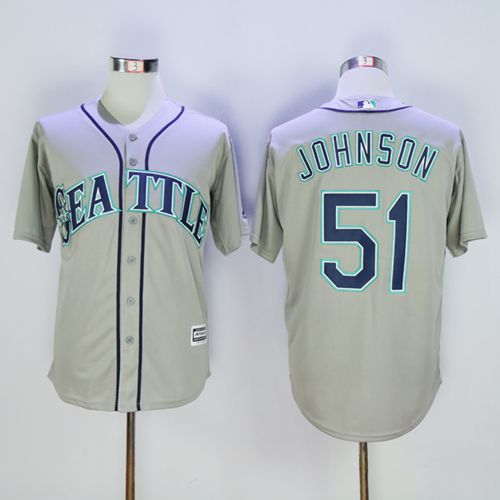Mariners #51 Randy Johnson Grey New Cool Base Stitched MLB Jersey